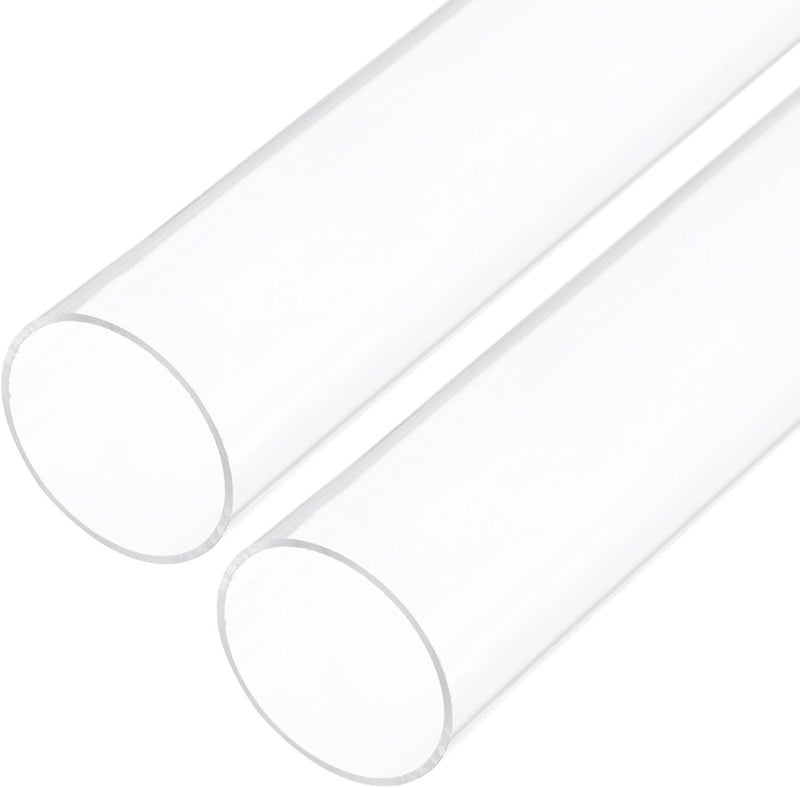 Rebower 12" Clear Plastic Rigid Pipe 76mm x 80mm(3" x 3.125") Acrylic Tube Round Polycarbonate Tubing, [for Plumbing, Hydraulics, Aquarium, DIY] - 2Pcs - Image 1